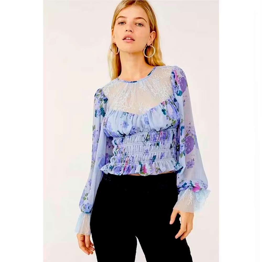 🌺Free People Daphne Floral & Lace Peasant Тор🌸🌺
